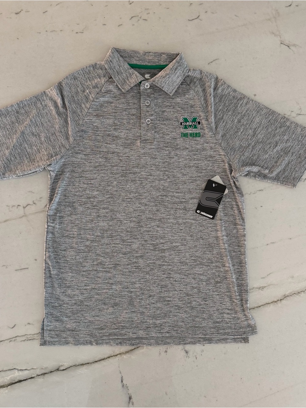 Marshall University The Herd Polo Shirt Grey Size S (Runs Bigger) New With Tags